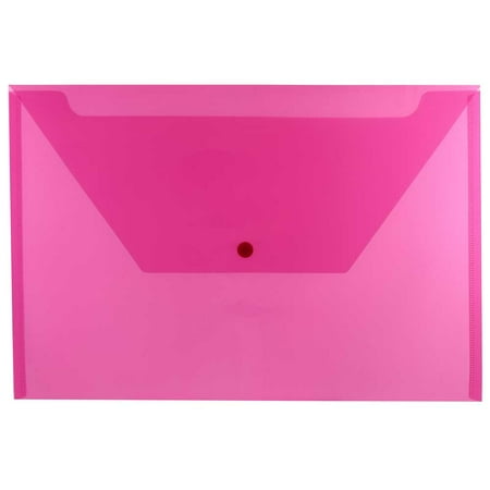 UPC: 0707152625630 | JAM Plastic Snap Envelopes  9.8×14.5  12/Pack  Fuchsia Pink