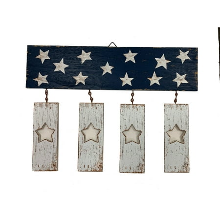 Way To Celebrate July 4th Blue & White Window Flag Decor