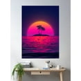thumbnail image 2 of 80S Beach Sunset Vaporwave Poster Wall Art, Modern Wall Decor For Living Room Bedroom, 8x12 UNFRAMED, 2 of 3