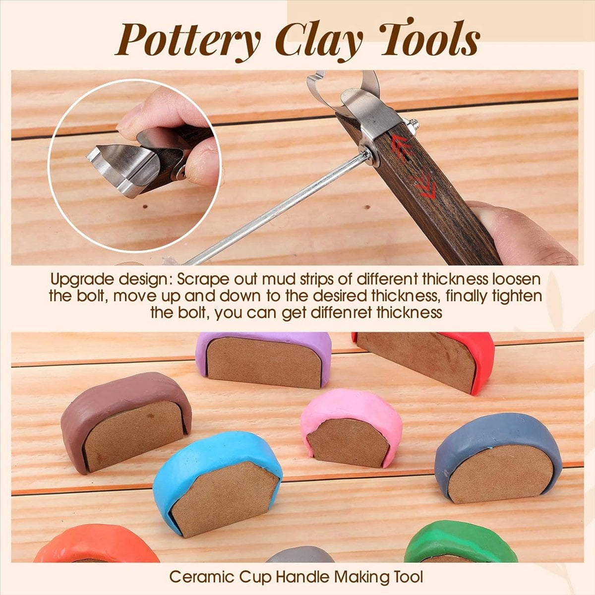 Pottery Handle Making Tool with 9 Pcs Mug Handle Mold Adjustable Clay Pottery Tools Ceramic Tools Pottery Trimming