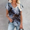 thumbnail image 2 of WXLWZYWL Womens Summer Tops Print V-Neck T-Shirt Short Sleeve Casual Blouse Gray, 2 of 5
