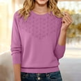 thumbnail image 2 of ManxiVoo Classic Crewneck Sweater For Women Soft Lightweight Pullover Long Sleeve Loose Fit Breathable Lounge Casual Wear XL Size Light Violet, 2 of 5