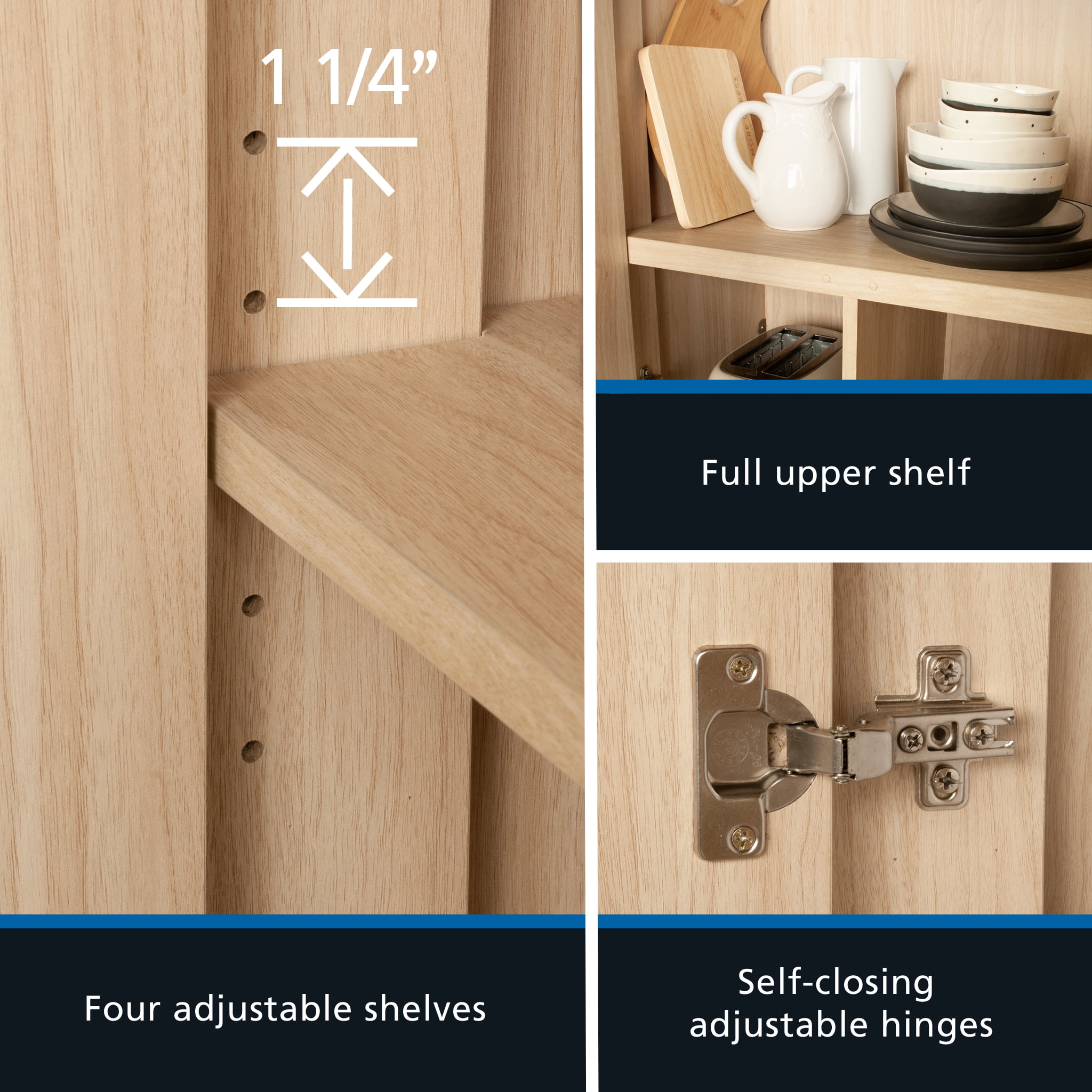 Mainstays Westley 2 Door Pantry, Spring Pine Finish