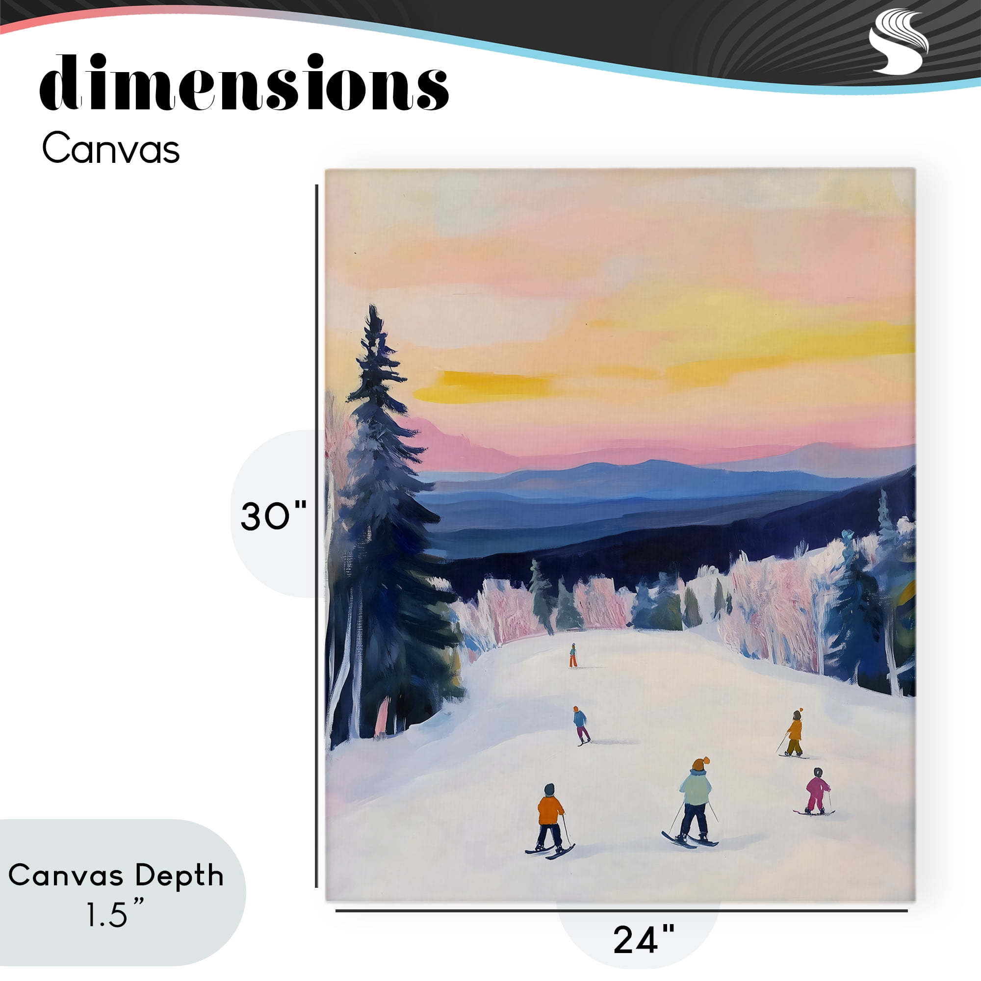 Stupell Industries Snowy Mountain Skiers at Sunset Canvas Wall Art, design by The Prints Vibe