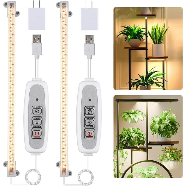 Growing Lamp for Indoor Plants K Full Spectrum LED Grow Light Strips with Auto ON/Off H Timer & Dimmable Levels for house Succulent ( Tube )