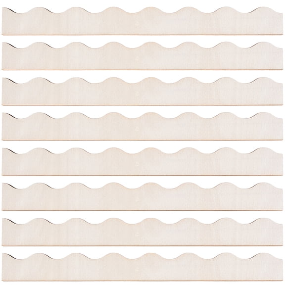 12Pcs Scalloped Edge Wood Trim Unfinished Scalloped Wooden Molding Wall Trims Decorative Moulding Crafts 15.7 x 1.57 Inch