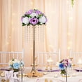 thumbnail image 3 of Blosmon Flower Kissing Balls Wedding Centerpieces 2 Pcs Spring Artificial Roses Flowers Lilac & White Floral Arrangements, 3 of 9