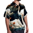 thumbnail image 2 of Swan Men's Hawaiian Shirt, Button Down Poplin Short Sleeve Casual Summer Beach Printed Unisex Shirts, 2 of 6