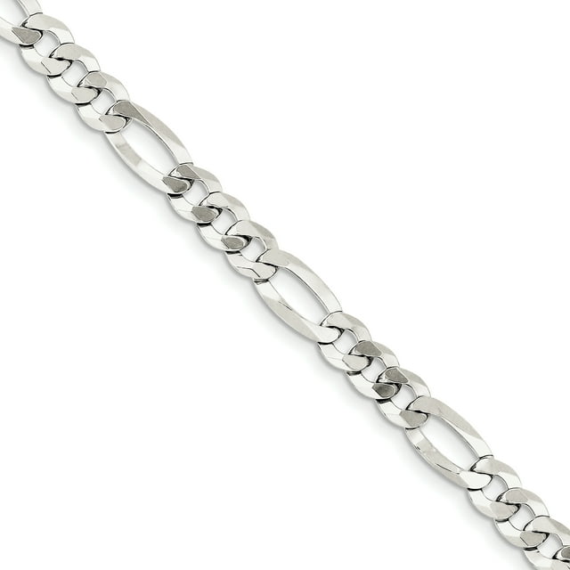 925 Sterling Silver 7.5mm Figaro Chain Bracelet