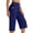 Navy, variant on Bloomae Capri Pants for Women with Pockets Stretch High Waist Tummy Control Yoga Capris Loose Wide Straight Leg Cropped Pants for Casual Summer Black M