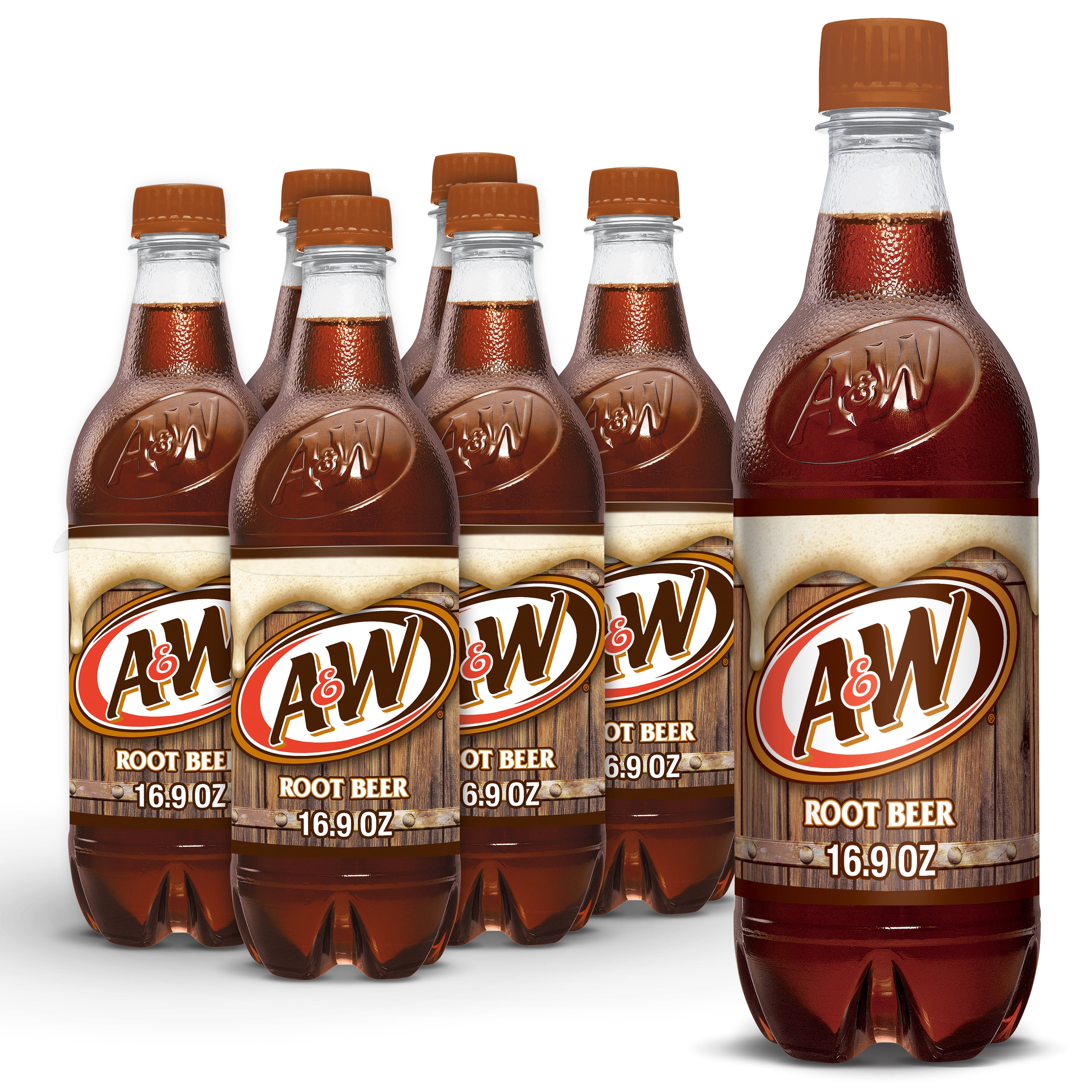A W Caffeine Free Low Sodium Root Beer Soda Pop 16 9 Fl Oz 6 Pack 