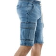thumbnail image 5 of X RAY Men's Cargo Pockets Elastic Waist Drawstring Shorts Slim Fit Casual Stretch Knee Length Denim Shorts, Med Blue, 5 of 7