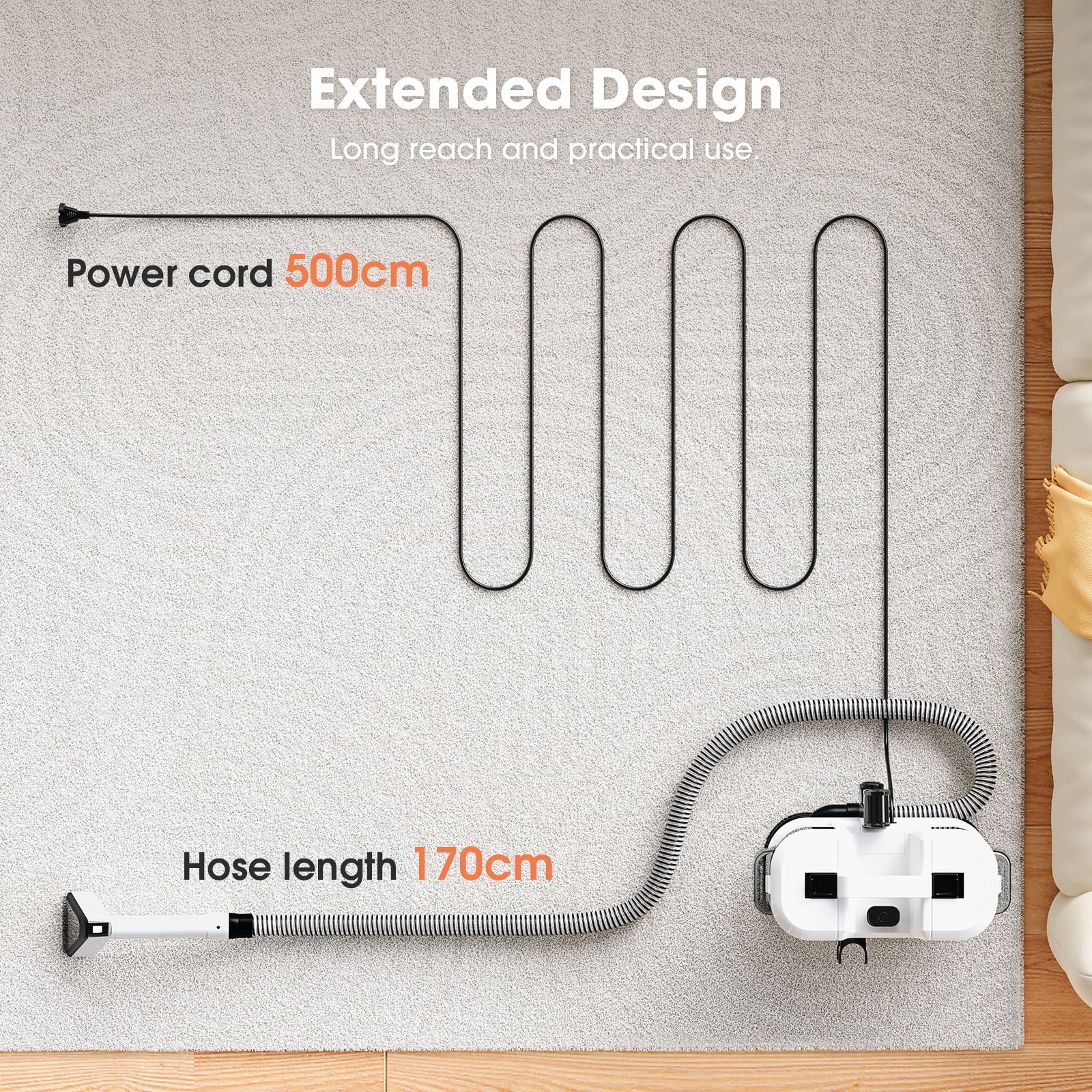 Lubluelu 13500PA Powerful Suction Spot Cleaner Machine, Handheld Upright Vacuum with Multi-Function Tools, Dual Water Tank Design, Space-saving Design, 3-Action Cleaning, for Rugs, Pets, Car Seats, S