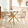 thumbnail image 7 of Lecut Round Glass Dining Table for 2 to 4 Person, 31.5" Modern Dining Room Table with Tempered Glass Top & Golden Metal Legs,Small Kitchen Table for Apartment,Home, Office, 7 of 7