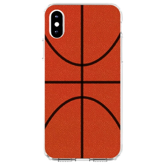 DistinctInk Clear Shockproof Hybrid Case for iPhone X / XS (5.8" Screen) - TPU Bumper, Acrylic Back, Tempered Glass Screen Protector - Basketball Drawing - Show Your Love of Basketball