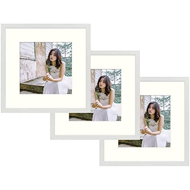 , 12X12 Picture Frame With Mats For 8X8 Photos, White Color Frames For Wall Mounting, Great For