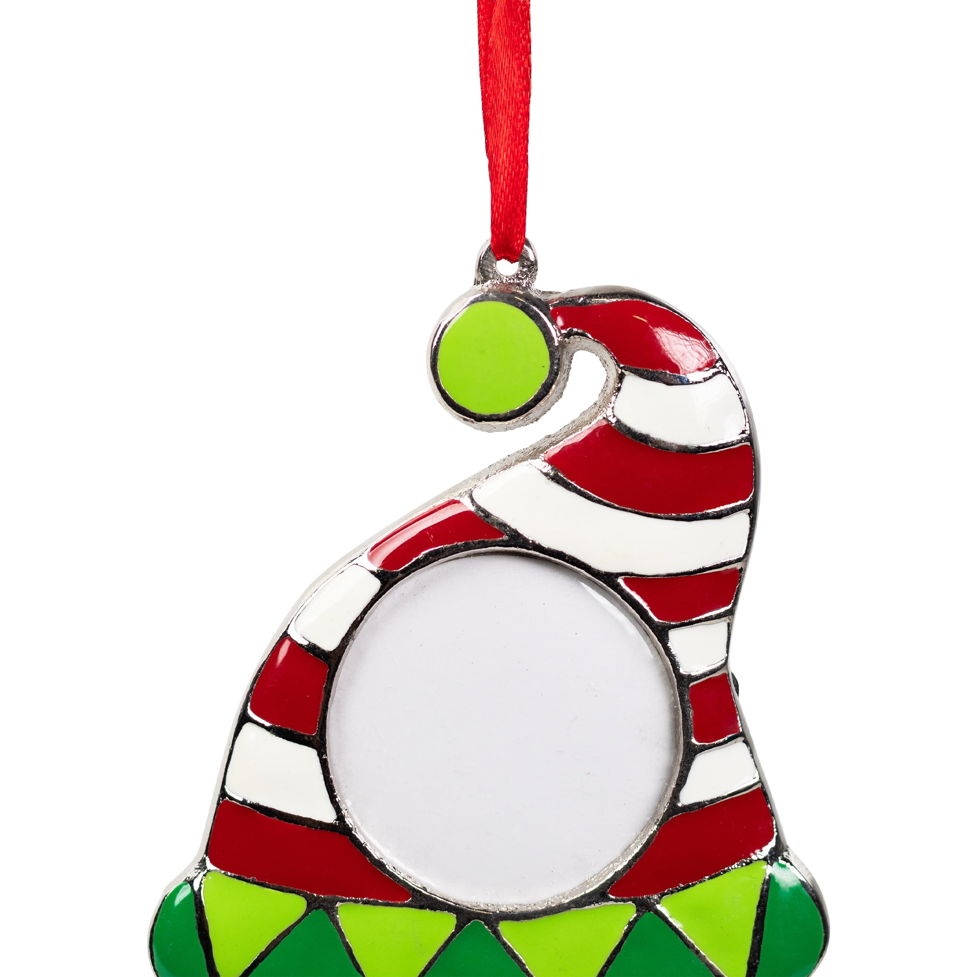 Santa Hat Photo Frame Christmas Ornament - 3.5"
