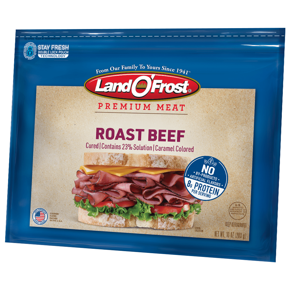 Land O'Frost Premium Sandwich Sliced Deli Lunch Meat, Roast Beef, 10 oz Resealable Pouch