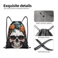 thumbnail image 4 of Saiise Flower Horn Skull Pattern Sports Drawstring Backpack - String Swim Gym Bag with Wet Proof Pocket for Women&Men-Medium, 4 of 6