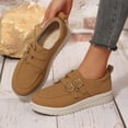 thumbnail image 4 of Rokment Womens Vintage Buckles Platform Oxfords Penny Loafers Walking Shoes Fashionable Casual Suede Dress Fashion Sneakers 2026 Spring Fall Comfortable Brown Size 9, 4 of 7