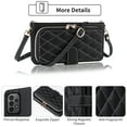 thumbnail image 3 of Dswteny Argyle Wallet Case for Samsung Galaxy A73 5G with Wrist Strap Shoulder Strap Zipper Purse Flip PU Leather Credit Card Holder Stand Accessories Cell Phone Cover for A 73 Women Girls Black, 3 of 7