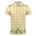 thumbnail image 4 of Lemons And Leaves on A Yellow And White Background Men Zipper T-shirt Summer Casual Short Sleeve T-shirt Top, 4 of 7