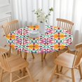 thumbnail image 3 of Yellow Ethnic Floral Pattern Round Fitted Tablecloth with Elastic Edge,Dining Table Cover Waterproof,Outdoor Round Tablecloth for Camping,Dining,Indoor and Outdoor, 3 of 7