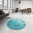thumbnail image 4 of Ahgly Tapis d'Intérieur Lavable en Machine Carré Vert Mer, 8 Pieds Carré, 4 of 7