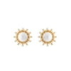 Honora 7-7.5 mm Freshwater Pearl & 1/5 ct Diamond Sunburst Stud Earrings in 14kt Gold
