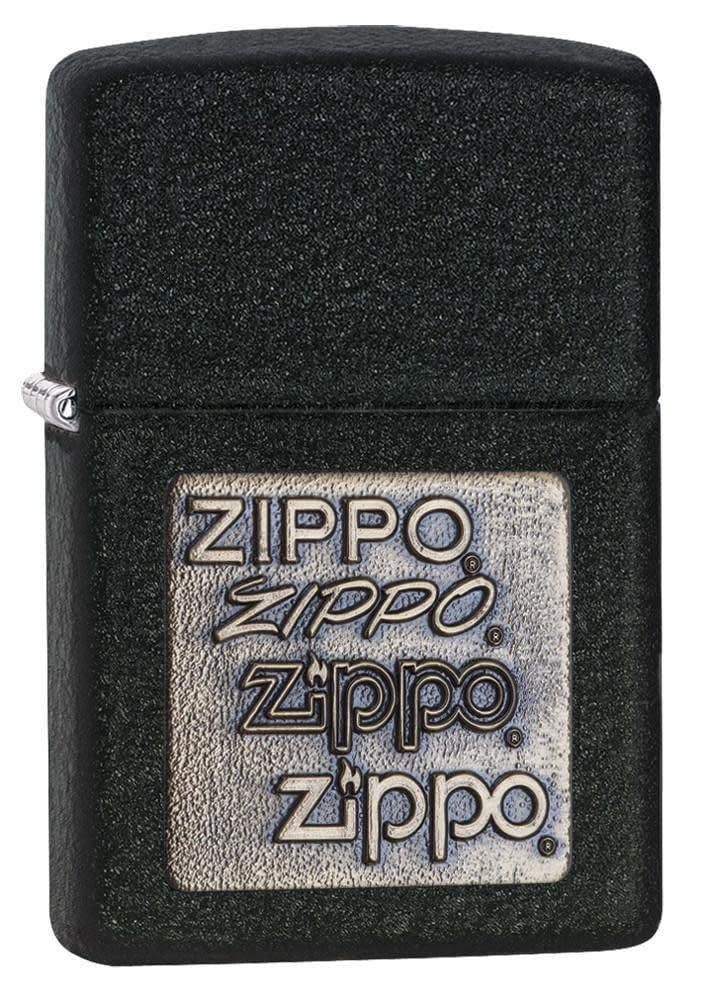 Zippo Brass Emblem Black Crackle Pocket Lighter