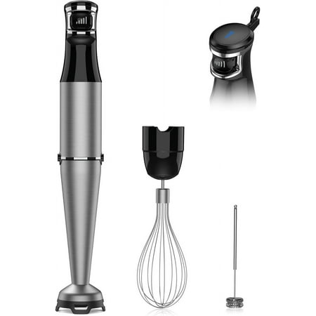 Immersion Blender Handheld 1100W 3 in 1 Corded S ick Hand Blenders for Ki chen wi h rig r Speed Con rol, wi h Whisk, Milk Fro her A achemn s, Perfec Emulsifier for Soup, Smoo hie, Puree