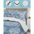 thumbnail image 4 of Quilts Twin Size Bedding Set, Blue Coastal Lightweight Quilted Comforter, Nautical Coral Starfish Shell Turtle Summer Soft Reversible Bedspread Coverlet with Pillow Covers for All Season, 68" x 86", 4 of 7