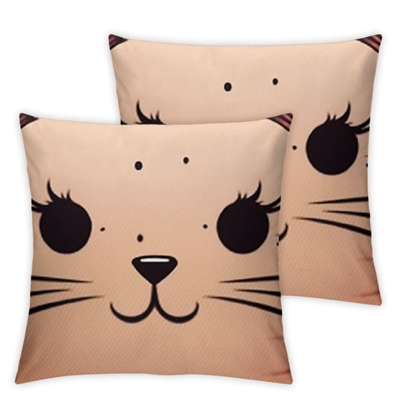 Cat Face Pillows Decorative Throw Pillow Cover Case Cute Cat Smile Meow Pillow Case Square Cushion Cover for Sofa Bedroom Pink