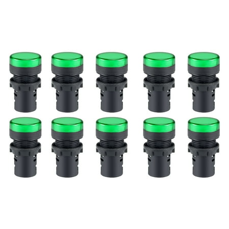 

10Pcs /DC 12V Indicator Lights Green Flush Panel Mount 7/8 22mm