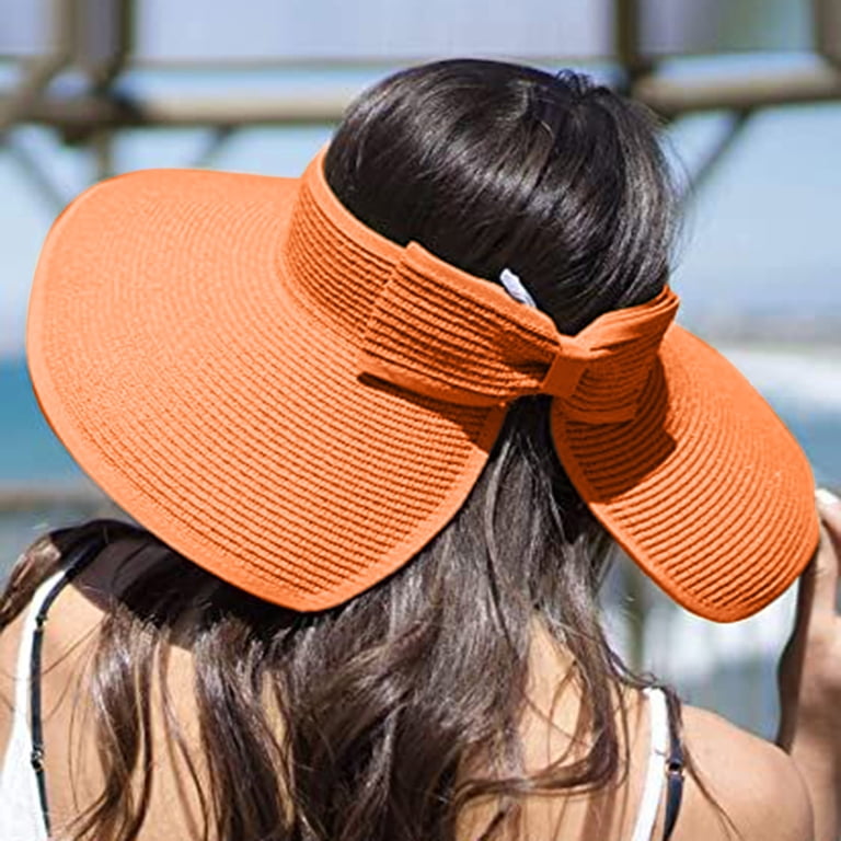 Women Sun Visor Hats Straw Wide Brim Beach Packable Hat  display picture 1