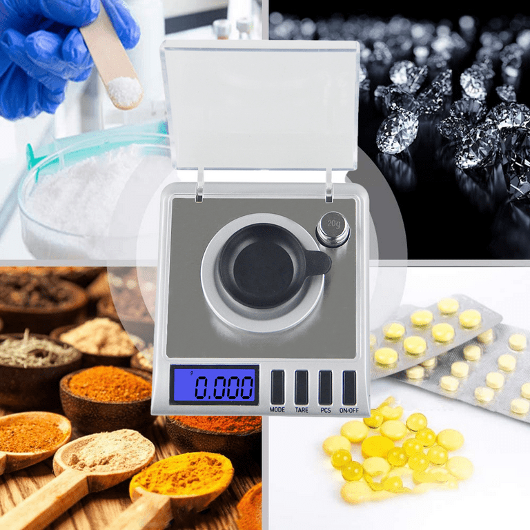 Digital Milligram Scale 0.001g, Portable Jewelry Scale with LCD Backlit,  Tare, Powder Scale, Micro Scale for Powder Medicine, Gold, Gem, Reloading