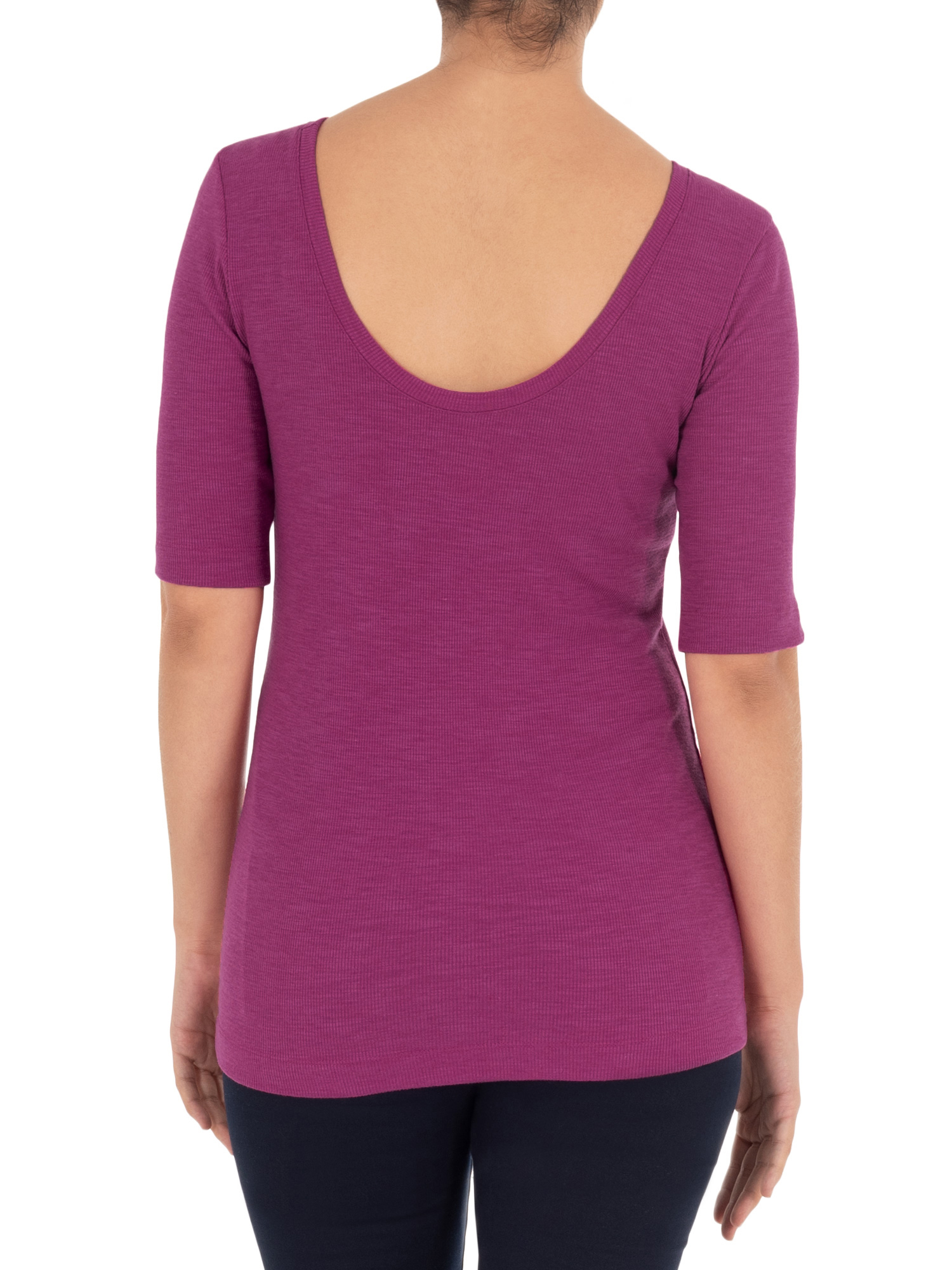 Time and Tru Women's Elbow Sleeve Scoop Neck T-Shirt
