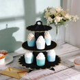 Efavormart 3 Tier 13" Black Cardboard Cupcake Stand Gold Scalloped
