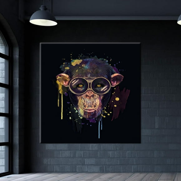 Personalized Wise Monkey Black Canvas Art Print Ideal For Kitchen Decor and Unique Gift For Mom