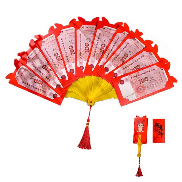 Sobre De Bolsillo Sobre de Año Nuevo plegable lindo conejo chino Hongbao bolsa de dinero de la suerte 10 ranuras Ehuebsd Libre de BPA