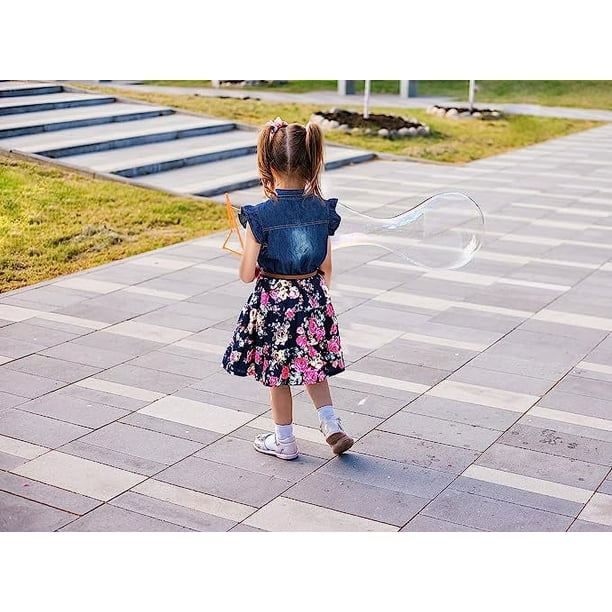 Lochas Girls Dresses Denim Floral Swing Skirt with Belt Girls Fashion Clothes for 8 10 Years Blue