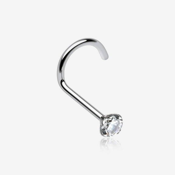 Prong Set Gem Top Steel Nose Screw Ring