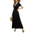 thumbnail image 6 of Aiyino Women's Casual Short Sleeve Deep V Maxi Dress Loose Long Dresses with Pockets,2XL Black, 6 of 7