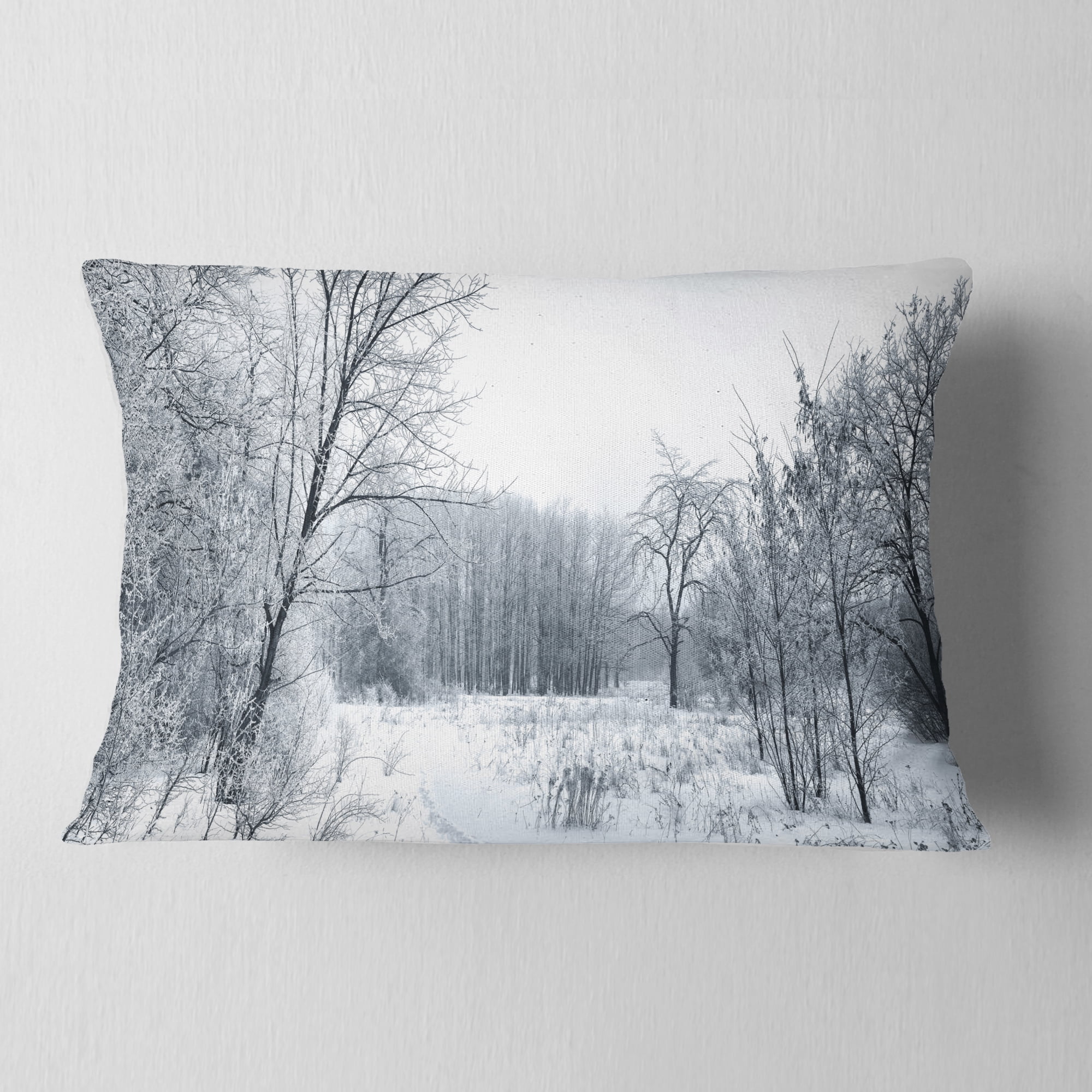 Designart Beautiful Winter Panorama - Landscape Printed Throw Pillow - 12x20