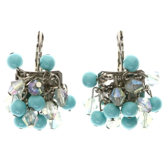 Mi Amore AB Finish Dangle-Earrings Blue/Silver-Tone