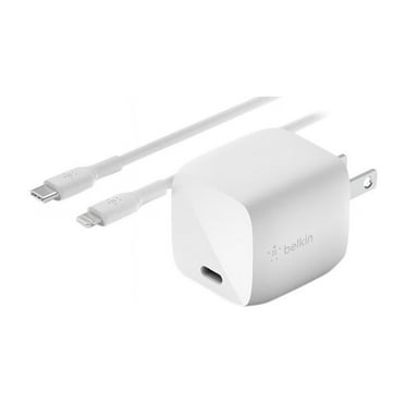 BELKIN WCH001DQ1MWH-B5 BOOST CHARGE White 30W USB-C GaN Wall Charger   USB-C to Lightning Cable