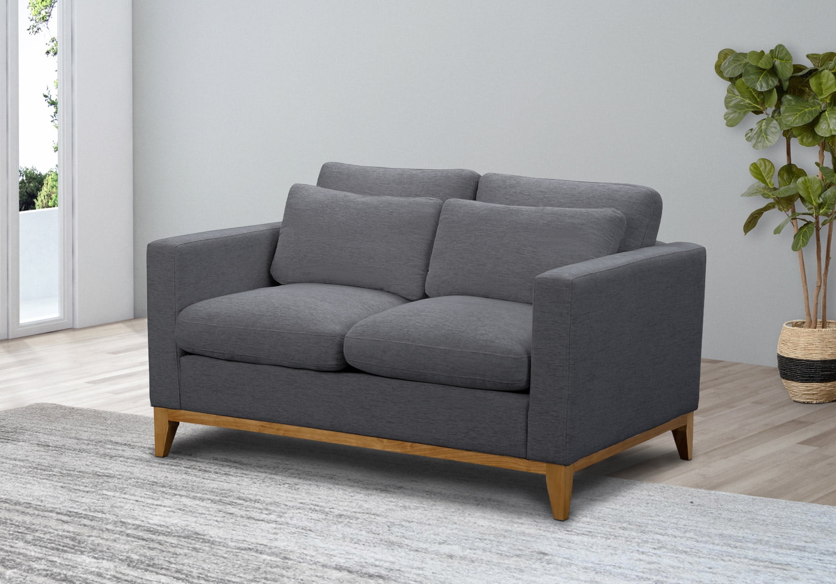 Devon & Claire Selena MidCentury Fabric Loveseat, Gray