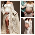 thumbnail image 3 of Yammee Offs Shoulder Long Sleeve Maternity Dress Maternity Gown Pregnancy Maxi Dresses, 3 of 12