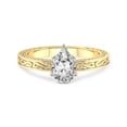 thumbnail image 4 of IGI Certified 4 Carat Pear Shape Lab Grown Diamond Engagement Ring | 14K Yellow Gold | Ivory Vintage Solitaire Diamond Ring | FG-VS Quality Friendly Diamonds, 4 of 6