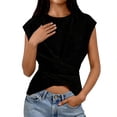 thumbnail image 5 of Favoffer Women's Strap Hem T-Shirts Round Neck Short Sleeve Slim Fit Casual Tops Knit Blouses Versatile Tees for Summer Outings Errands Streetwear Daily, 5 of 6